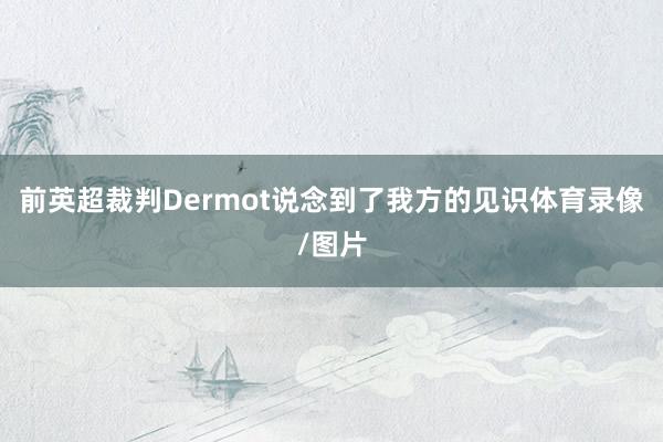 前英超裁判Dermot说念到了我方的见识体育录像/图片