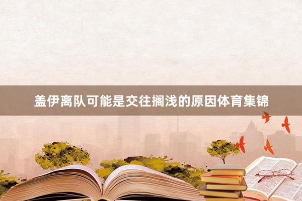 盖伊离队可能是交往搁浅的原因体育集锦